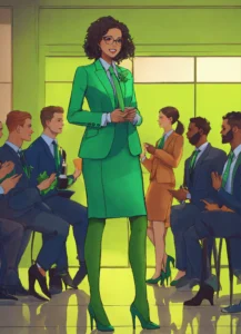 A women claping by his by his office colleague,