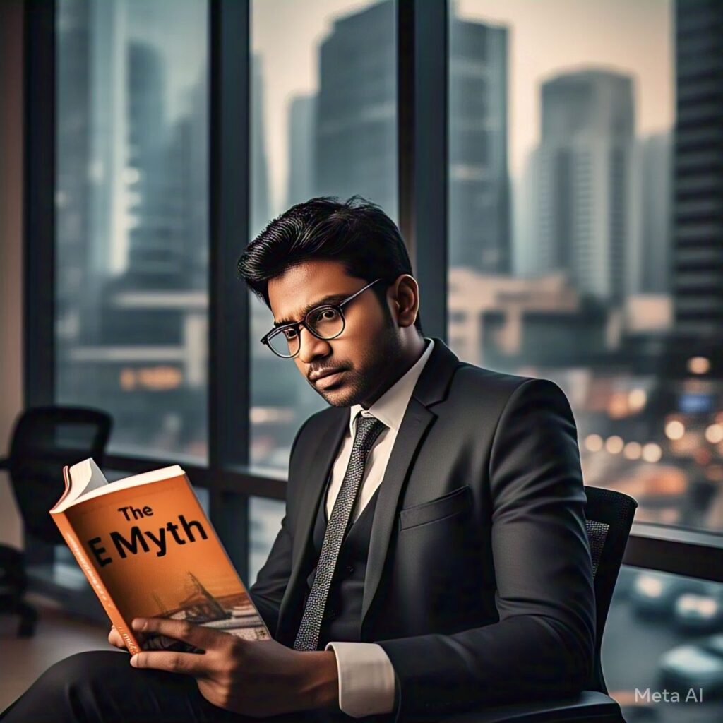 Indian businessman read Book The E myth Ravisited
