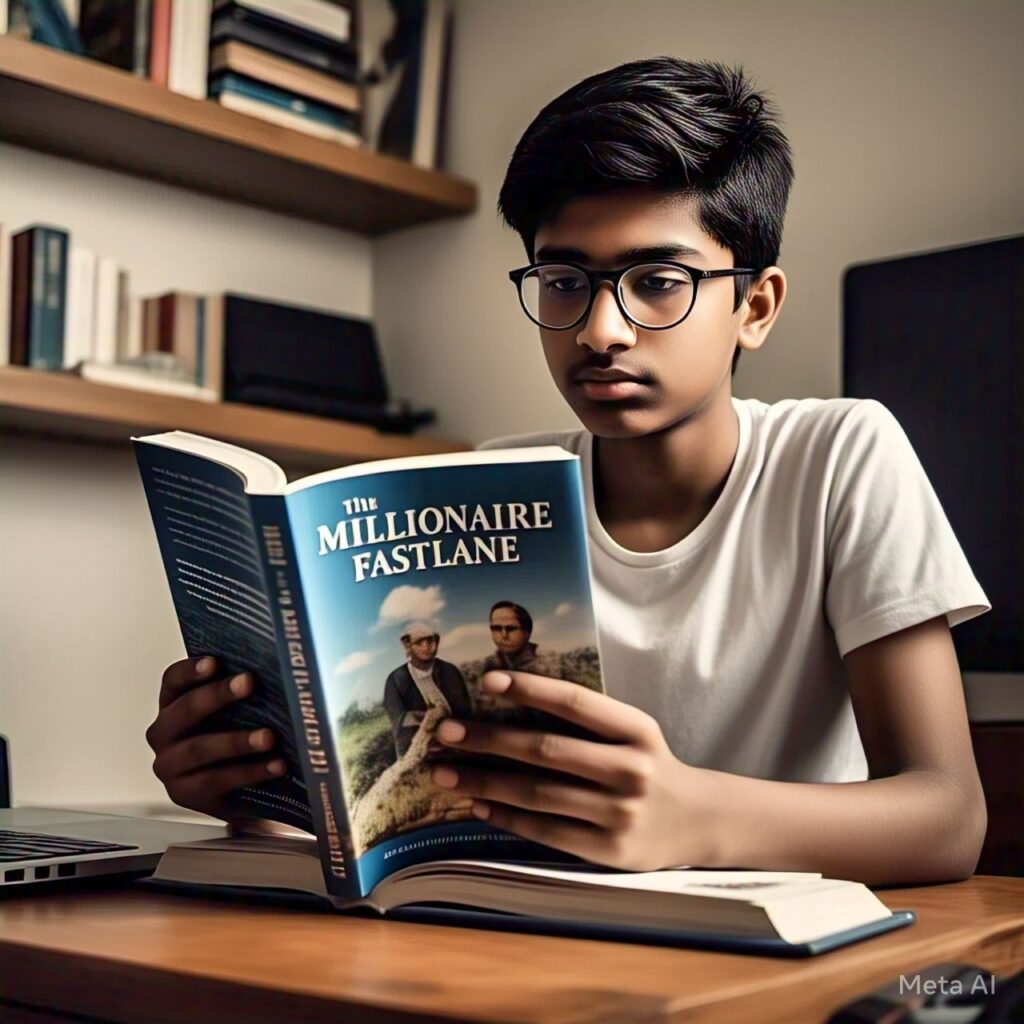 A Indian boy read one of the best selling book "the millionaire fastlane"